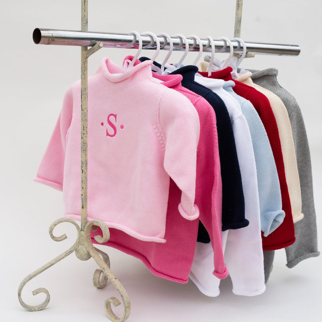 Roll Neck Sweater- Cherries/Pink – Bailey Boys
