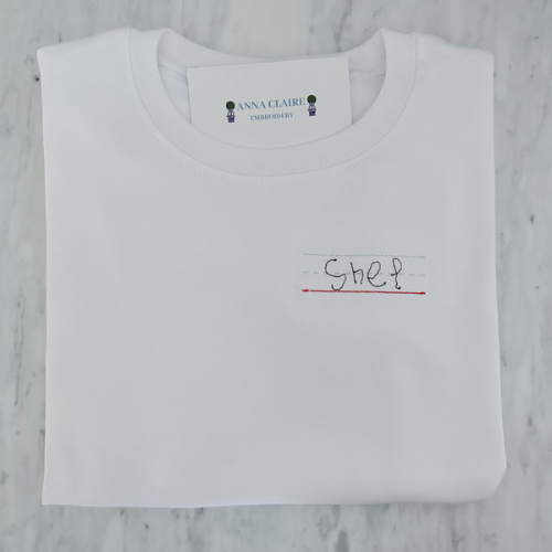 Brittingham Stitching Co. x Anna Claire Embroidery Handwriting Back to School Tshirt