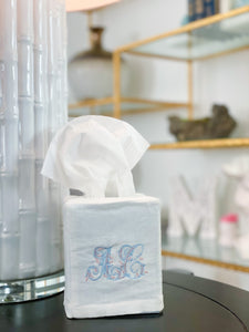 White Linen Tissue Box Cover