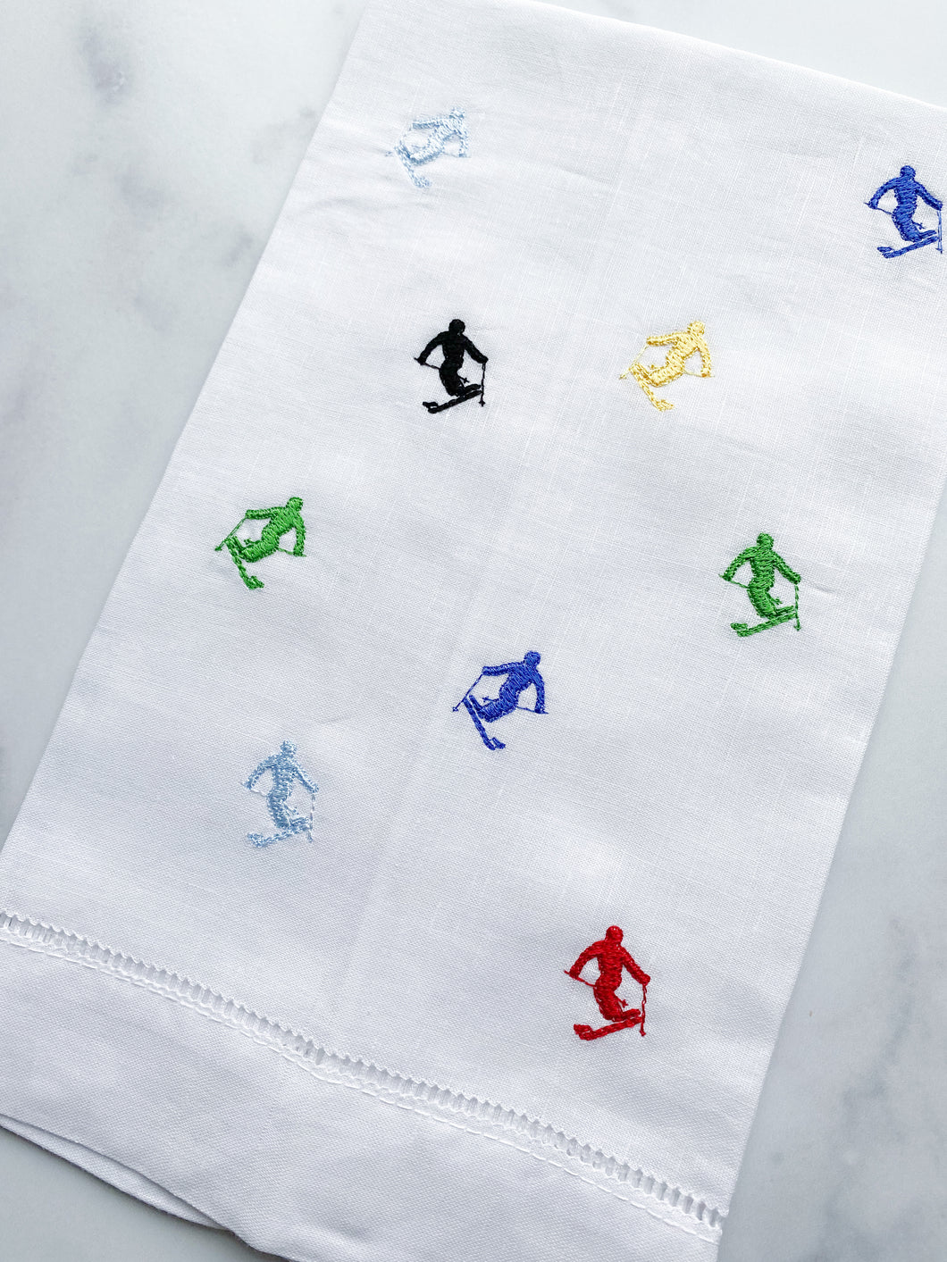 Multi Color Skiers Tea Towel